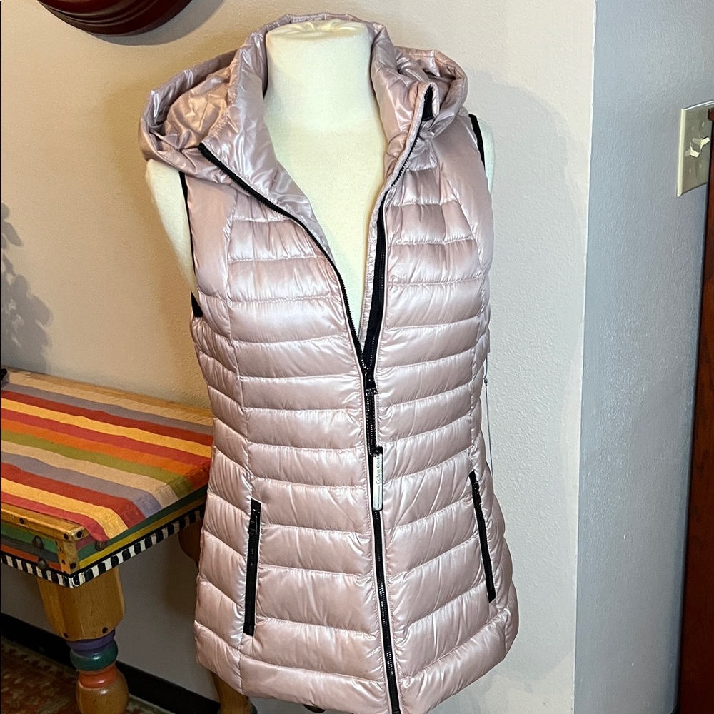 Calvin Klein Shiny Quilted Vest - Light Pink